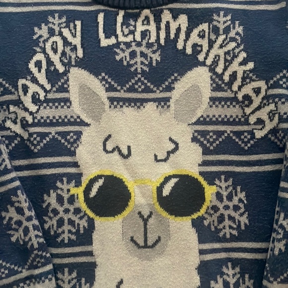 Kids Hanukkah Sweater.  “Happy Llamakkah” - Picture 2 of 8